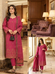 RTS | Bana Dora Lawn 3PC Heavy Embroidered Suit with Jacquard Dupatta