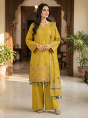 RTS | Bana Dora Lawn 3PC Heavy Embroidered Suit with Jacquard Dupatta