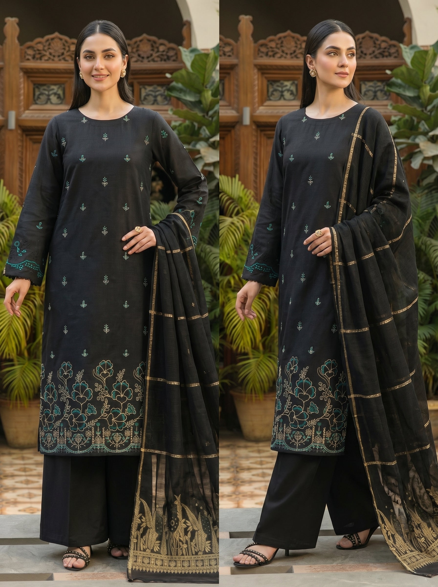 RTS | Bana Dora Lawn 3PC Heavy Embroidered Suit with Jacquard Dupatta