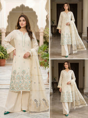 RTS | Bana Dora Lawn 3PC Heavy Embroidered Suit with Jacquard Dupatta