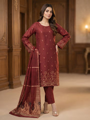 RTS | Bana Dora Lawn 3PC Heavy Embroidered Suit with Jacquard Dupatta
