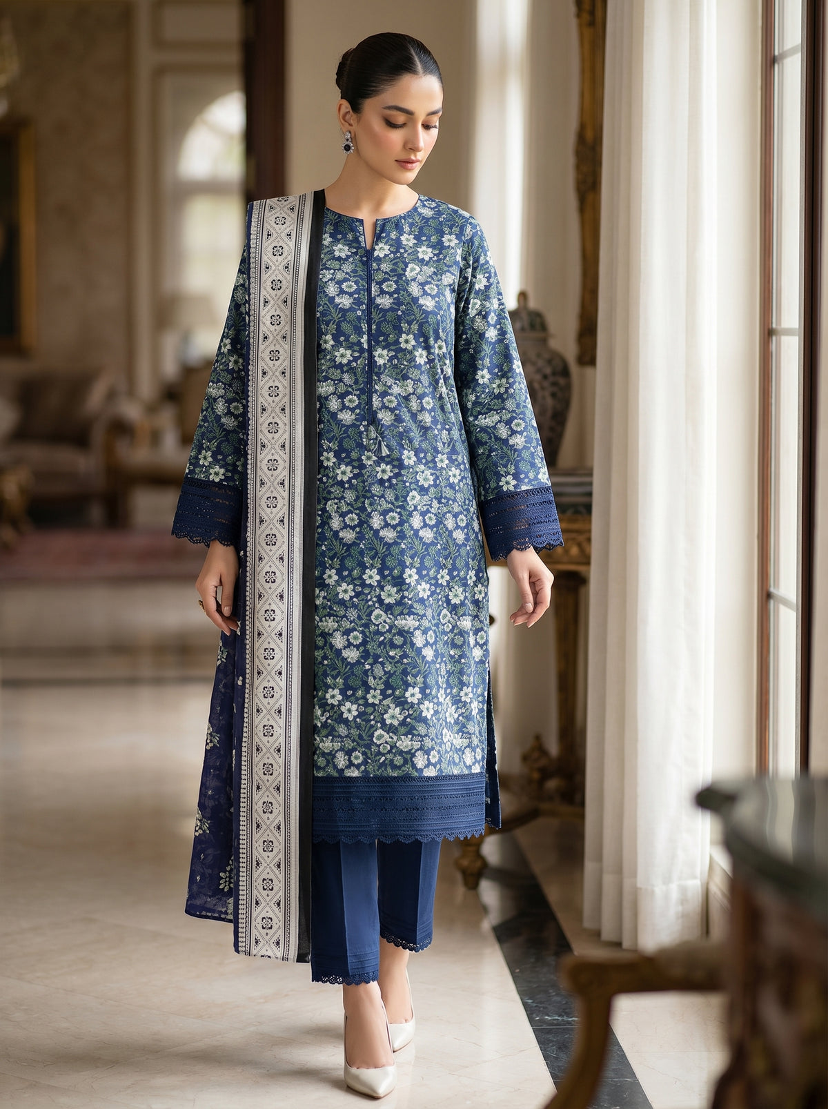 RTS | Premium Lawn 3PC Digital Printed Suit with Matching Dupatta