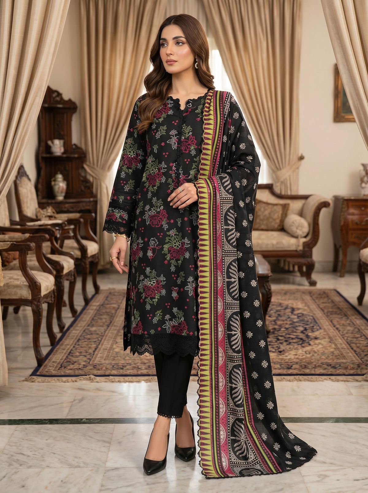 RTS | Premium Lawn 3PC Digital Printed Suit with Matching Dupatta