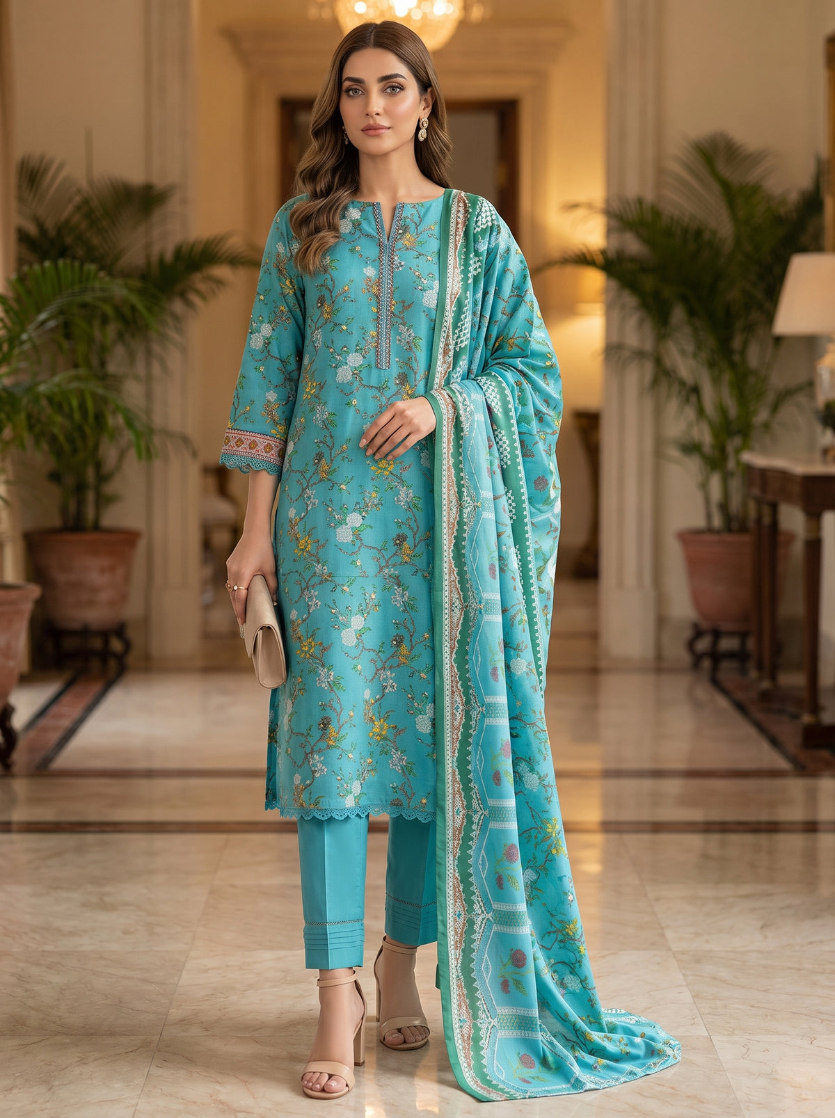 RTS | Premium Lawn 3PC Digital Printed Suit with Matching Dupatta