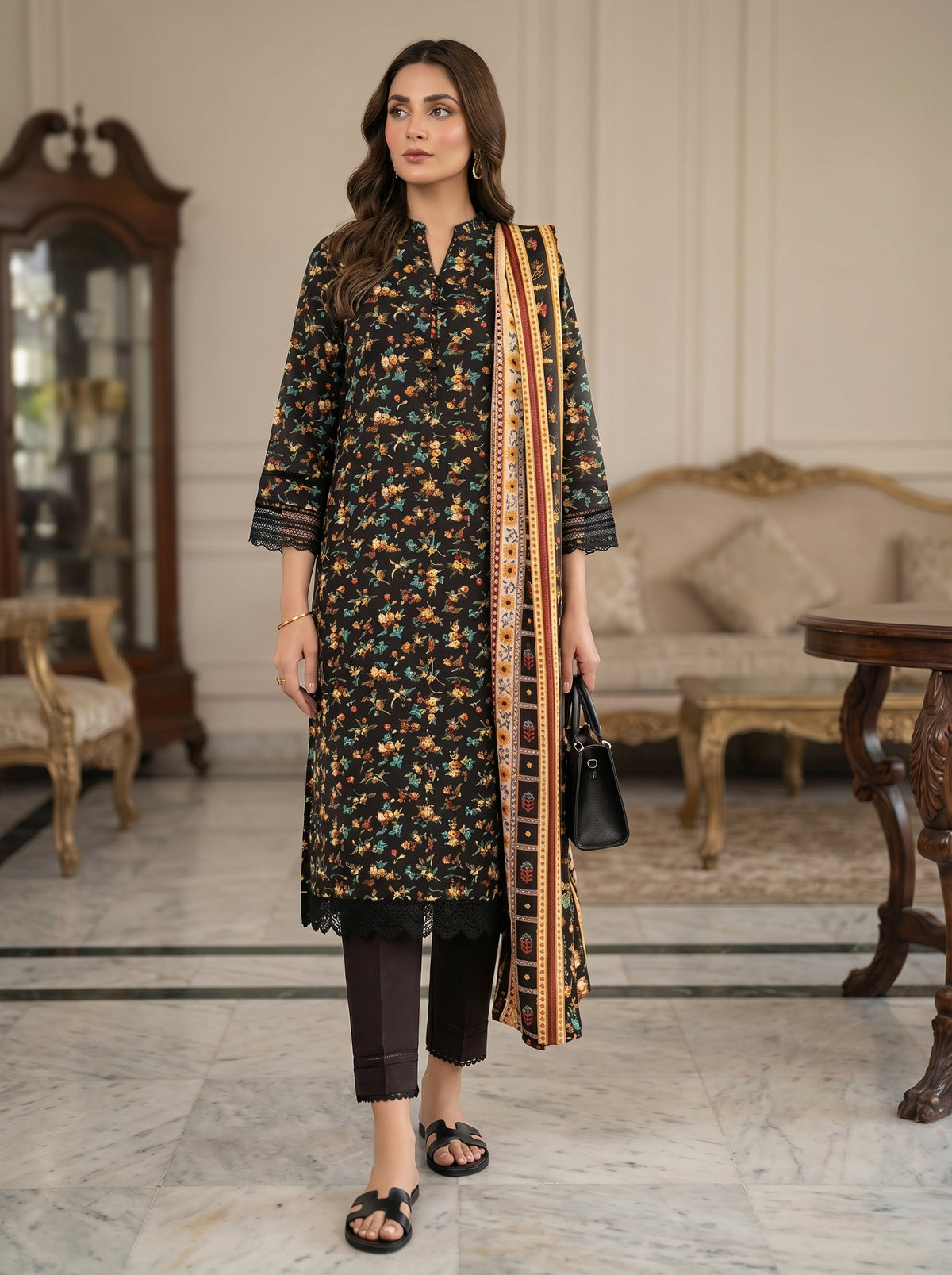 RTS | Premium Lawn 3PC Digital Printed Suit with Matching Dupatta