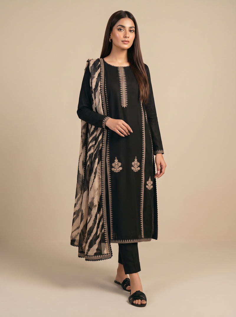 RTS | 3PC Heavy Embroidered Suit with Digital Printed Dupatta