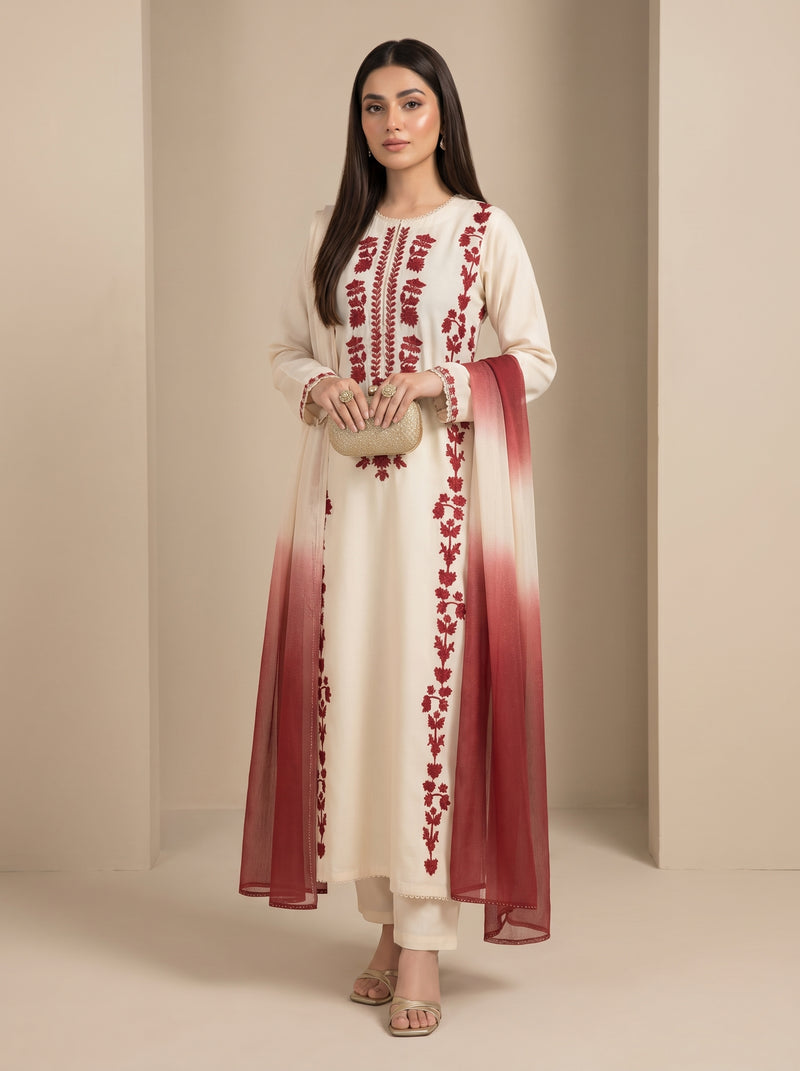 RTS | 3PC Heavy Embroidered Suit with Digital Printed Dupatta