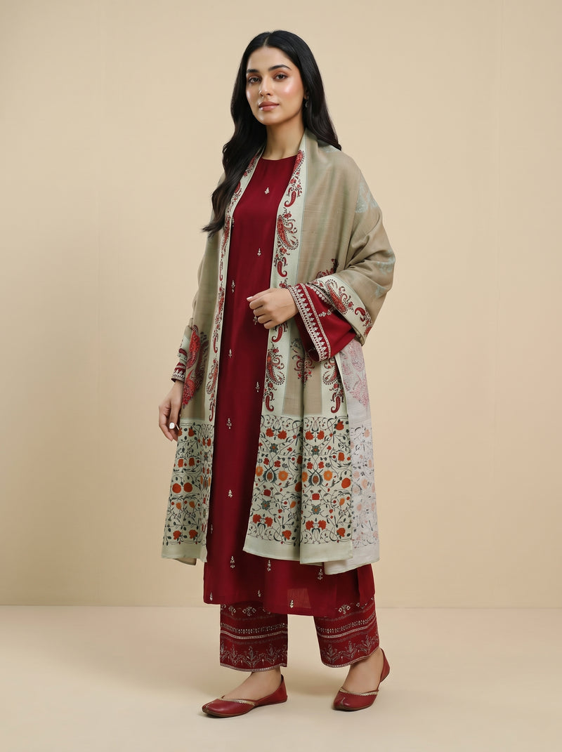 RTS | 3PC Heavy Embroidered Suit with Digital Printed Dupatta