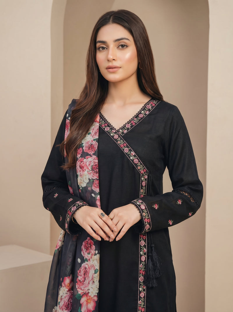 RTS | 3PC Heavy Embroidered Suit with Digital Printed Dupatta