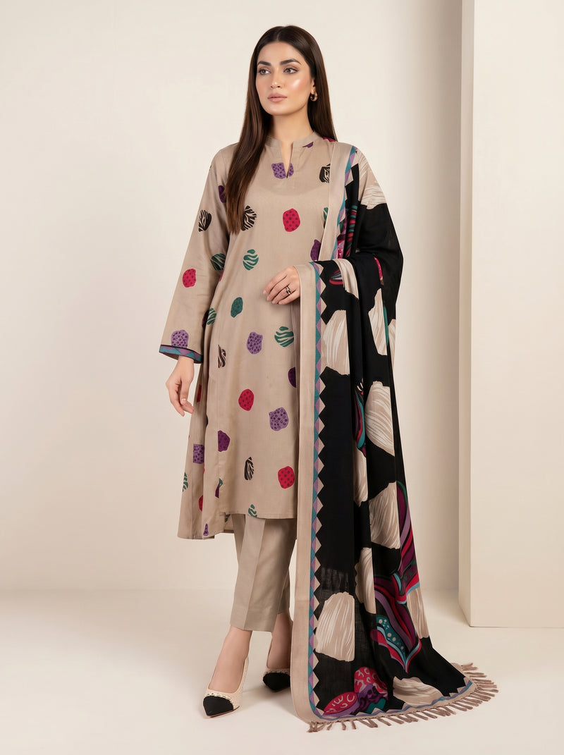 RTS | 3PC Heavy Embroidered Suit with Digital Printed Dupatta