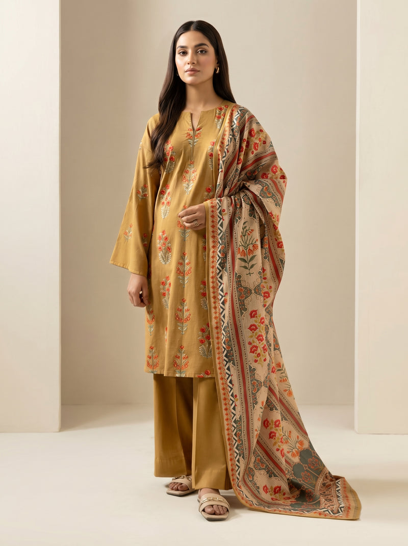 RTS | 3PC Heavy Embroidered Suit with Digital Printed Dupatta