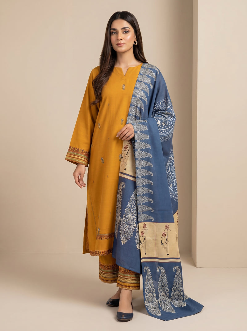 RTS | 3PC Heavy Embroidered Suit with Digital Printed Dupatta