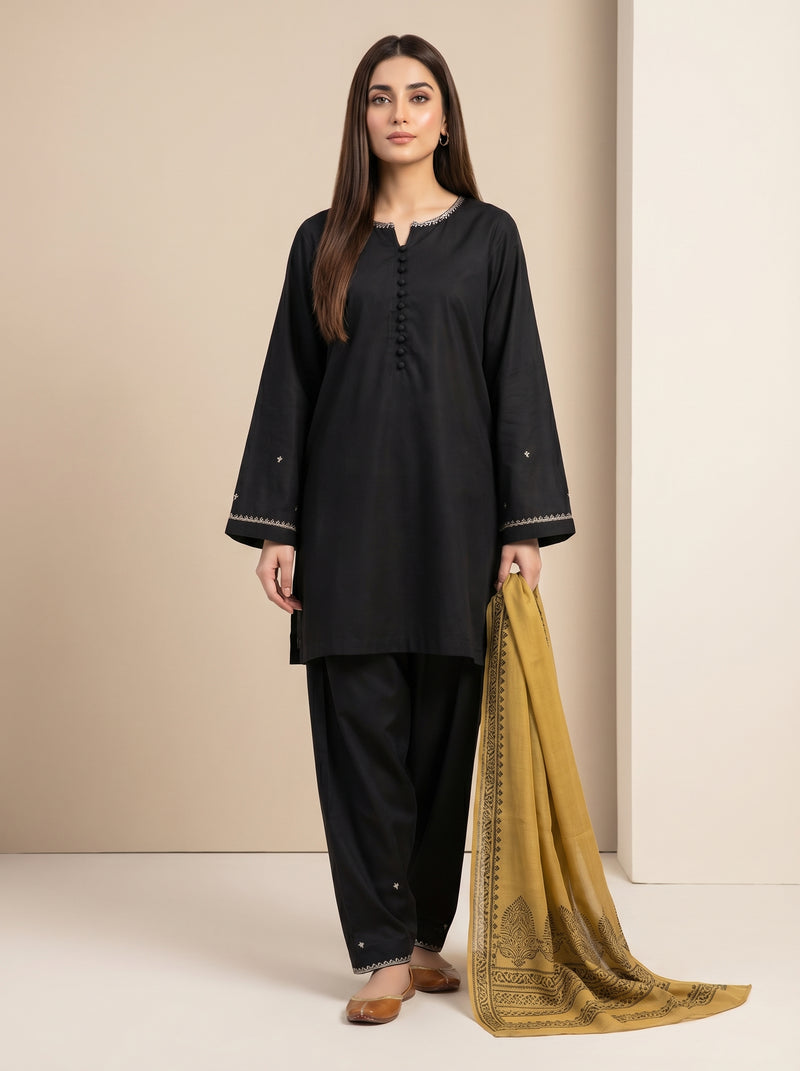 RTS | 3PC Heavy Embroidered Suit with Digital Printed Dupatta