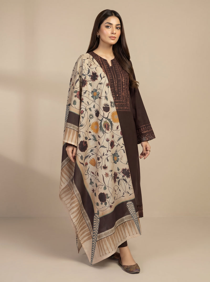 RTS | 3PC Heavy Embroidered Suit with Digital Printed Dupatta