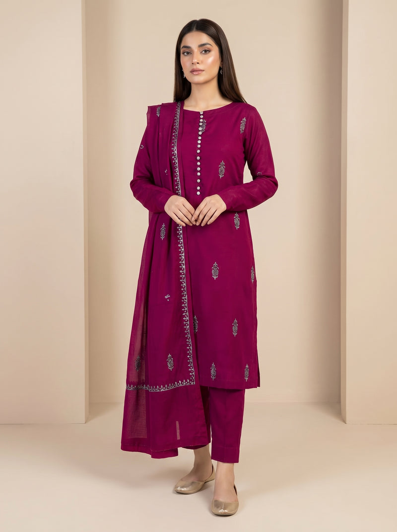 RTS | 3PC Heavy Embroidered Suit with Digital Printed Dupatta