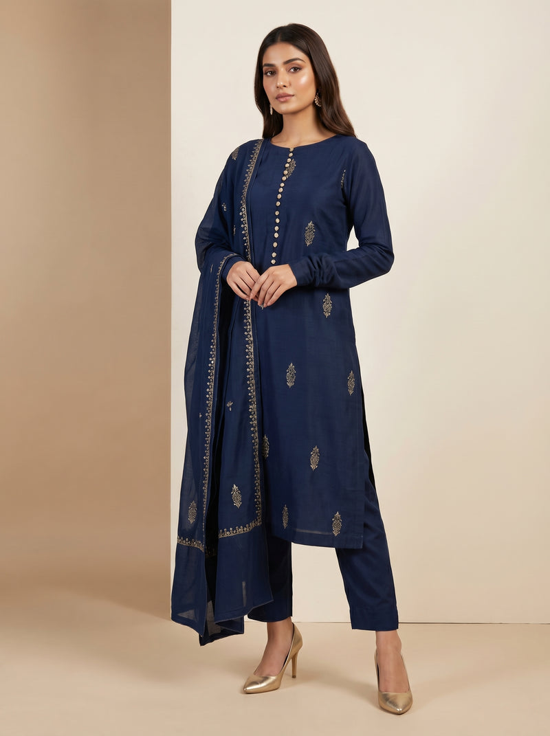 RTS | 3PC Heavy Embroidered Suit with Digital Printed Dupatta