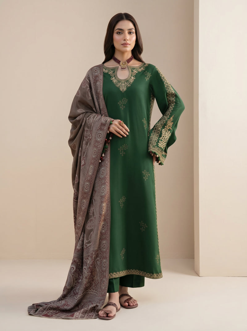 RTS | 3PC Heavy Embroidered Suit with Digital Printed Dupatta