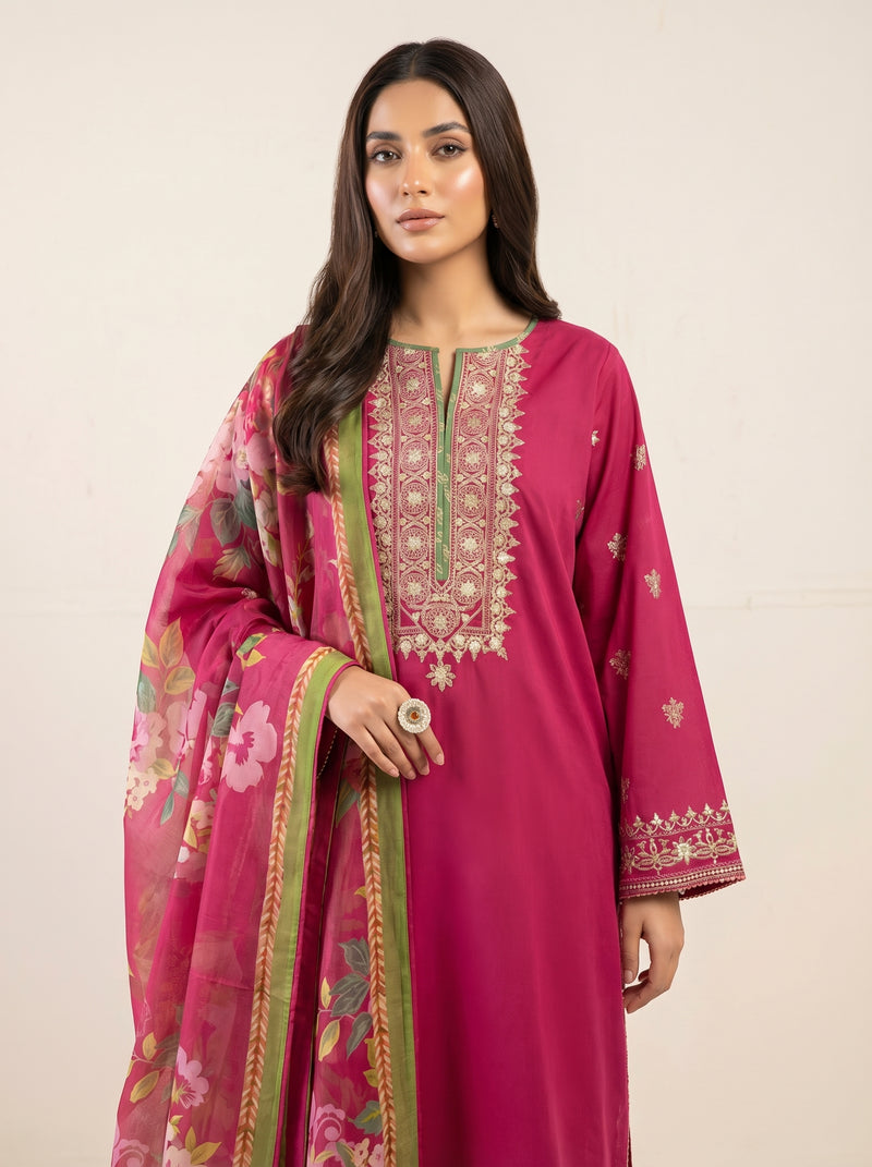 RTS | 3PC Heavy Embroidered Suit with Digital Printed Dupatta