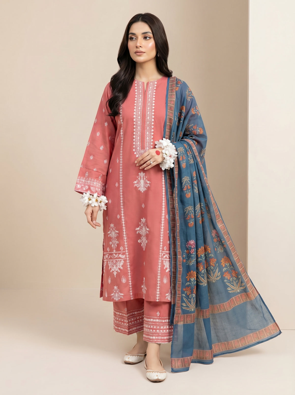 RTS | 3PC Heavy Embroidered Suit with Digital Printed Dupatta