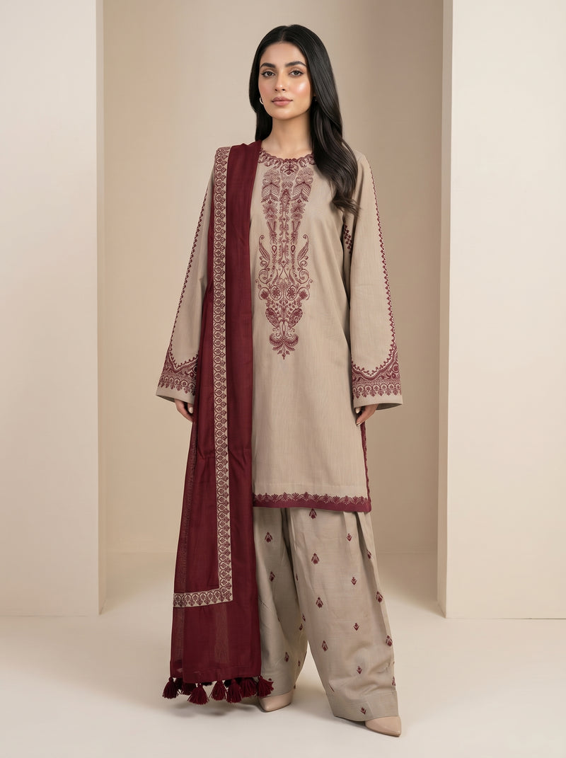 RTS | 3PC Heavy Embroidered Suit with Digital Printed Dupatta