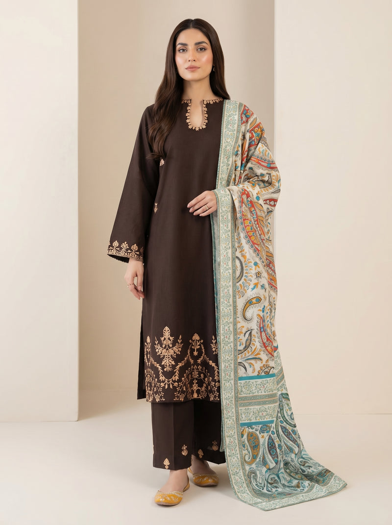 RTS | 3PC Heavy Embroidered Suit with Digital Printed Dupatta