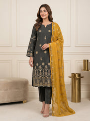 RTS | Bana Dora Lawn 3PC Heavy Embroidered Suit with Bamber Dupatta