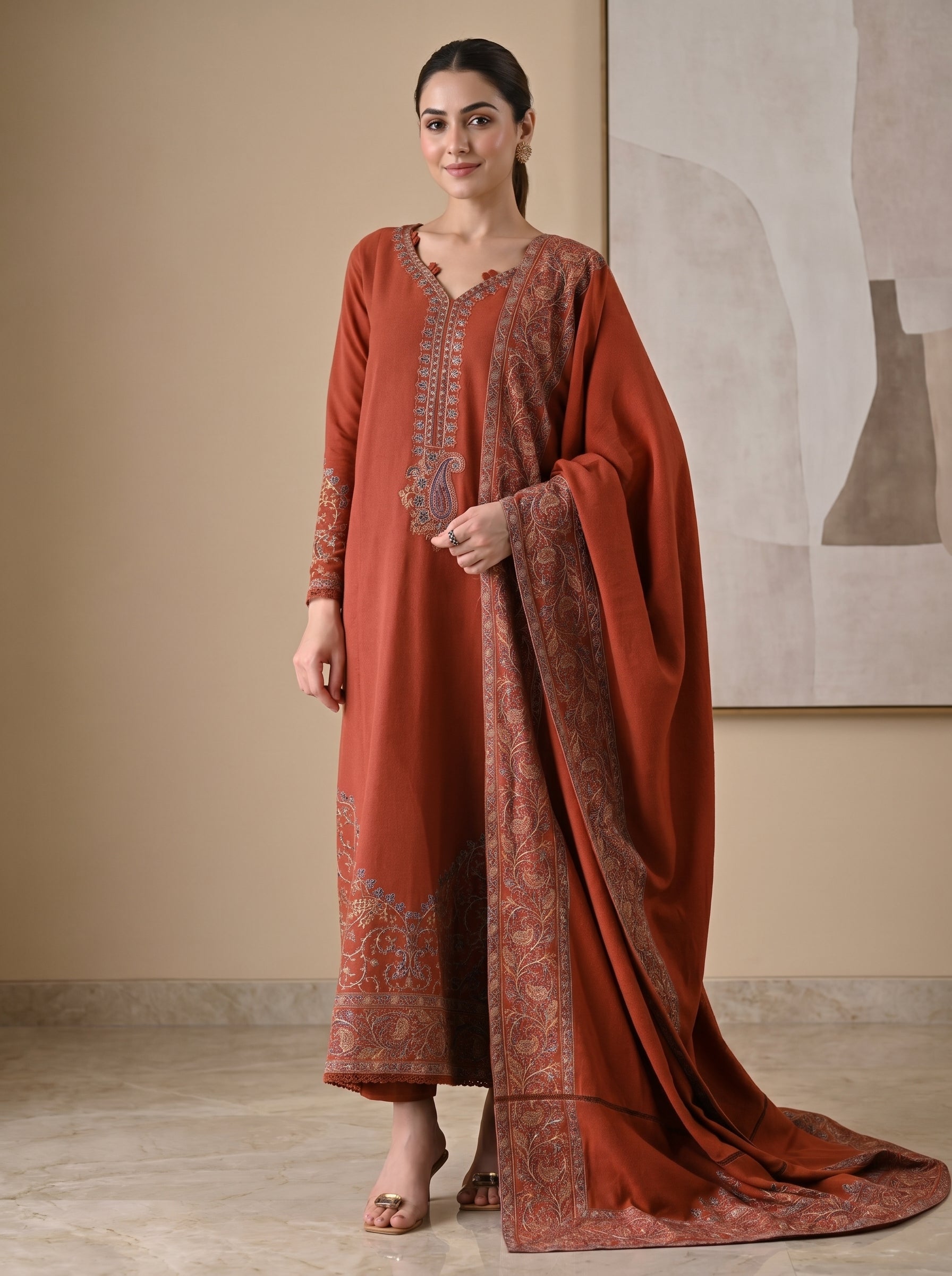 RTS | 3PC Heavy Embroidered Suit with Bamber Chiffon Dupatta