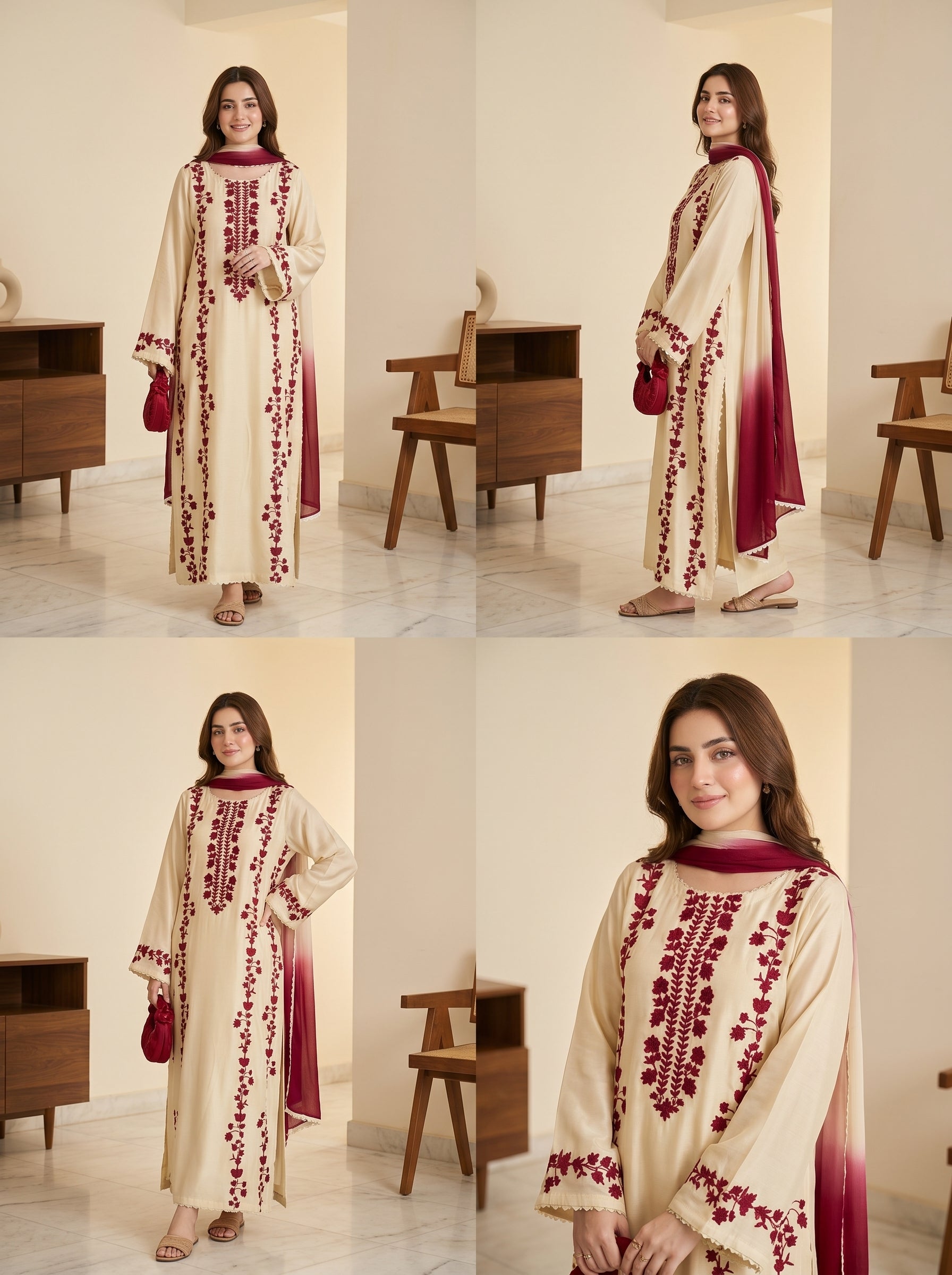RTS | 3PC Heavy Embroidered Suit with Swiss Voile Dupatta
