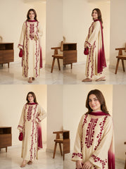 RTS | 3PC Heavy Embroidered Suit with Swiss Voile Dupatta