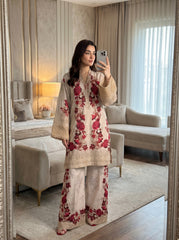 RTS | 3PC Digital Printed Suit with Chikankari Embroidery