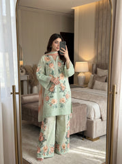 RTS | 3PC Digital Printed Suit with Chikankari Embroidery