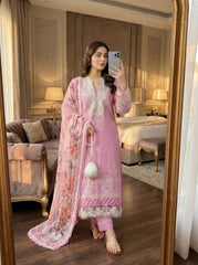 RTS | 3pc Heavy Embroidered Suit with Chiffon Printed Dupatta