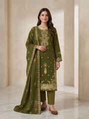 RTS | 3PC Heavy Embroidered Suit with Doriya Lawn Dupatta