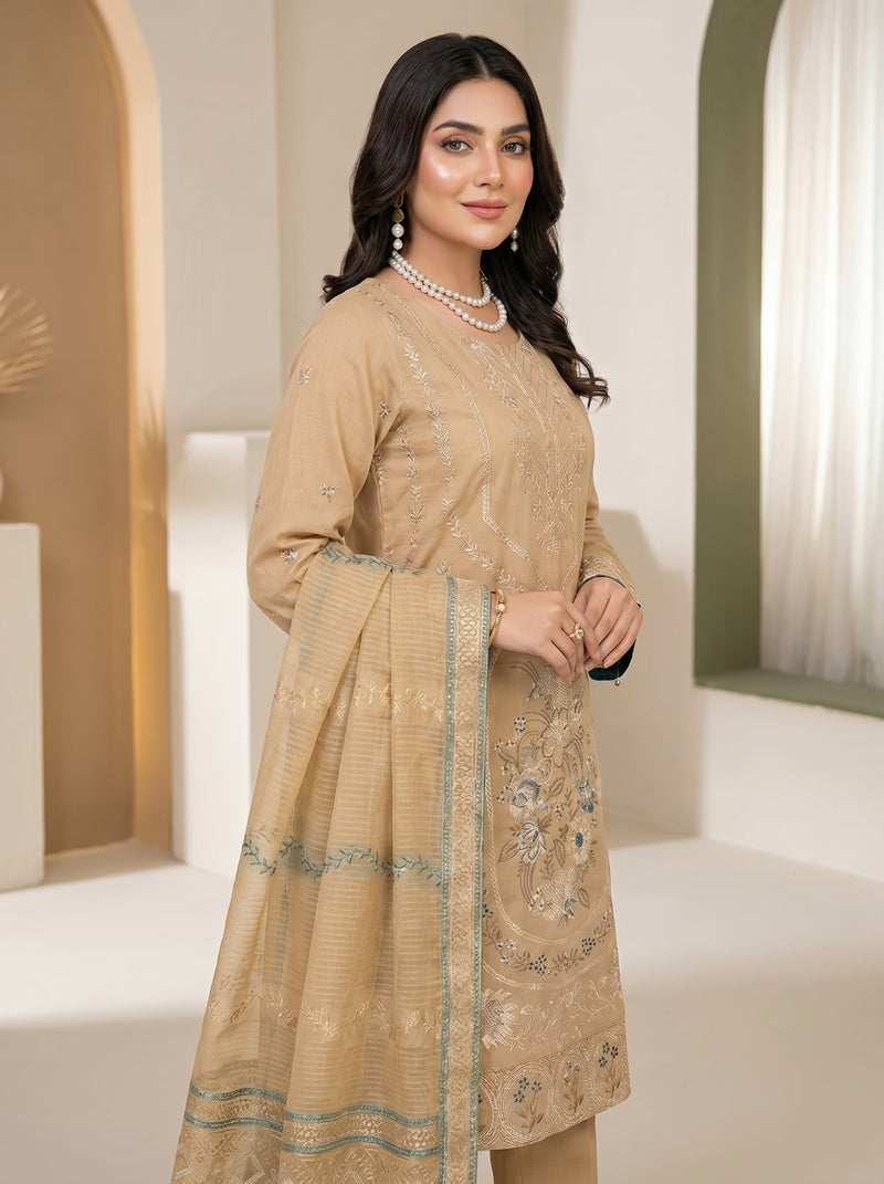 RTS | 3PC Heavy Embroidered Suit with Jacquard Barosha Dupatta