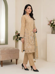 RTS | 3PC Heavy Embroidered Suit with Jacquard Barosha Dupatta