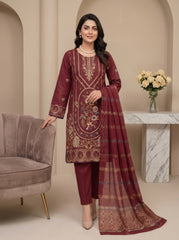 RTS | 3PC Heavy Embroidered Suit with Jacquard Barosha Dupatta