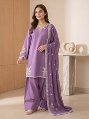 RTS | 3PC Chikankari Embroidered Suit with Bamber Chiffon Dupatta