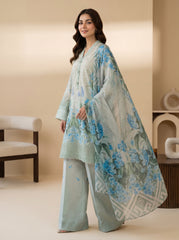 RTS | 3PC Digital Printed Suit with Chikankari Embroidery