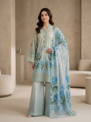 RTS | 3PC Digital Printed Suit with Chikankari Embroidery