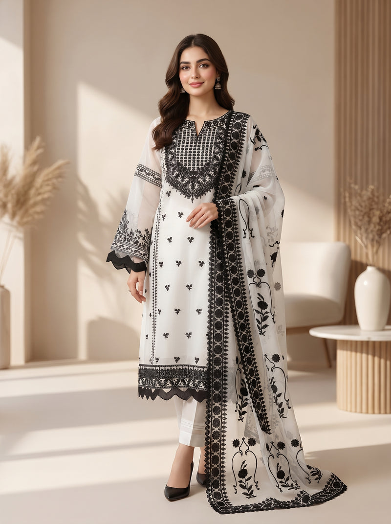 RTS | 3PC Heavy Embroidered Suit with Bamber Chiffon Dupatta