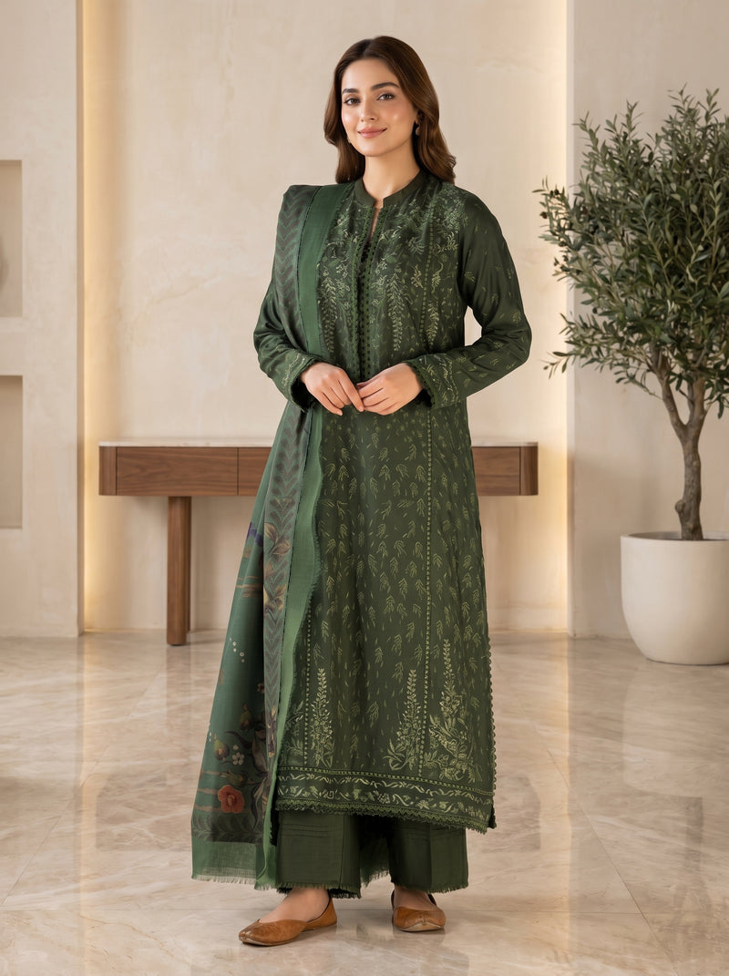 RTS | 3PC Luxury Heavy Embroidered Suit with Swiss Voile Dupatta