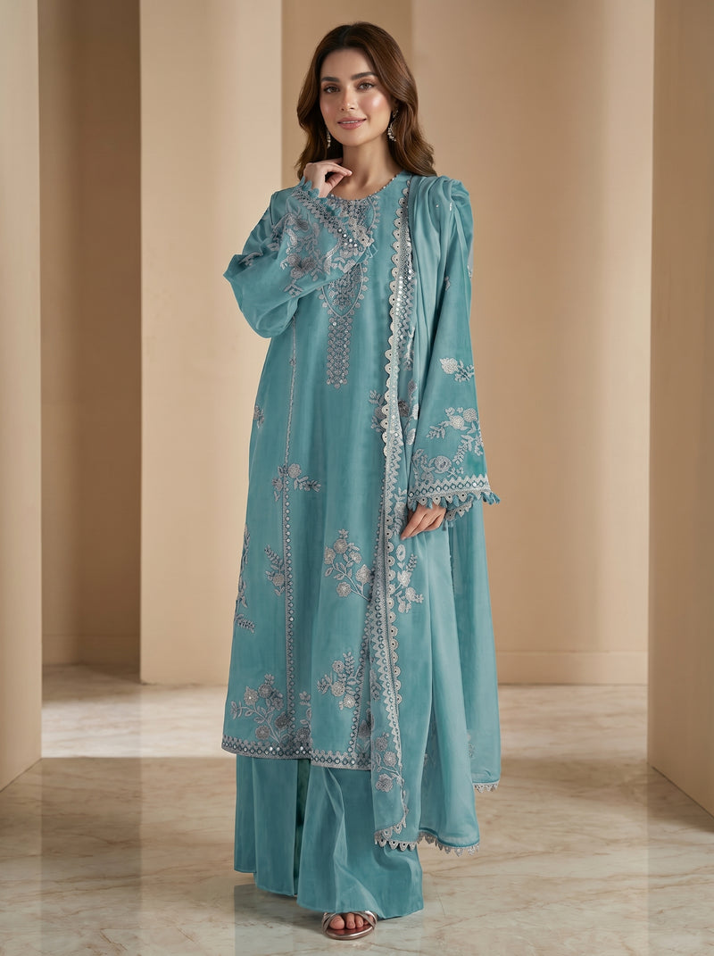 RTS | 3PC Heavy Embroidered Suit with Bamber Chiffon Dupatta