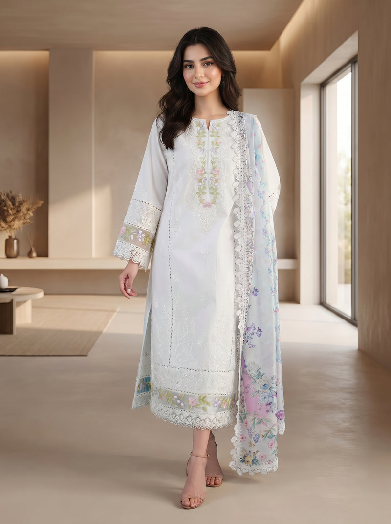 RTS | 3PC Heavy Embroidered Suit with Voile Dupatta