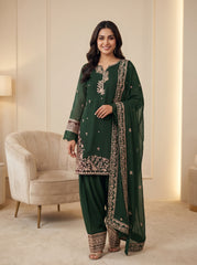 RTS | 3PC Sequence Heavy Embroidered Suit with Bamber Dupatta