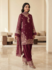 RTS | 3PC Sequence Heavy Embroidered Suit with Bamber Dupatta