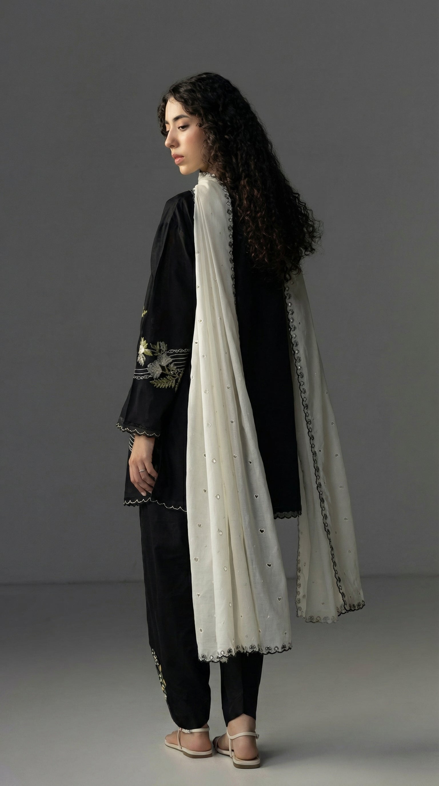RTS | Lawn 3PC Heavy Embroidered Bamber Chiffon Dupatta