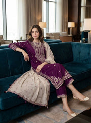 RTS | 3PC Heavy Embroidered Suit with Bamber Chiffon Dupatta