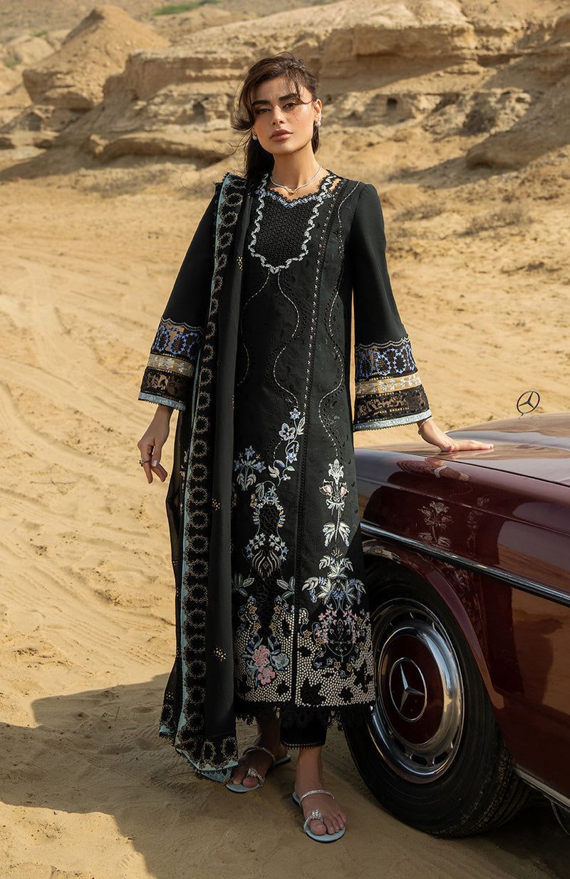 RTS | 3PC Chikankari & Multihead Embroidered Suit with Bamber Chiffon Dupatta