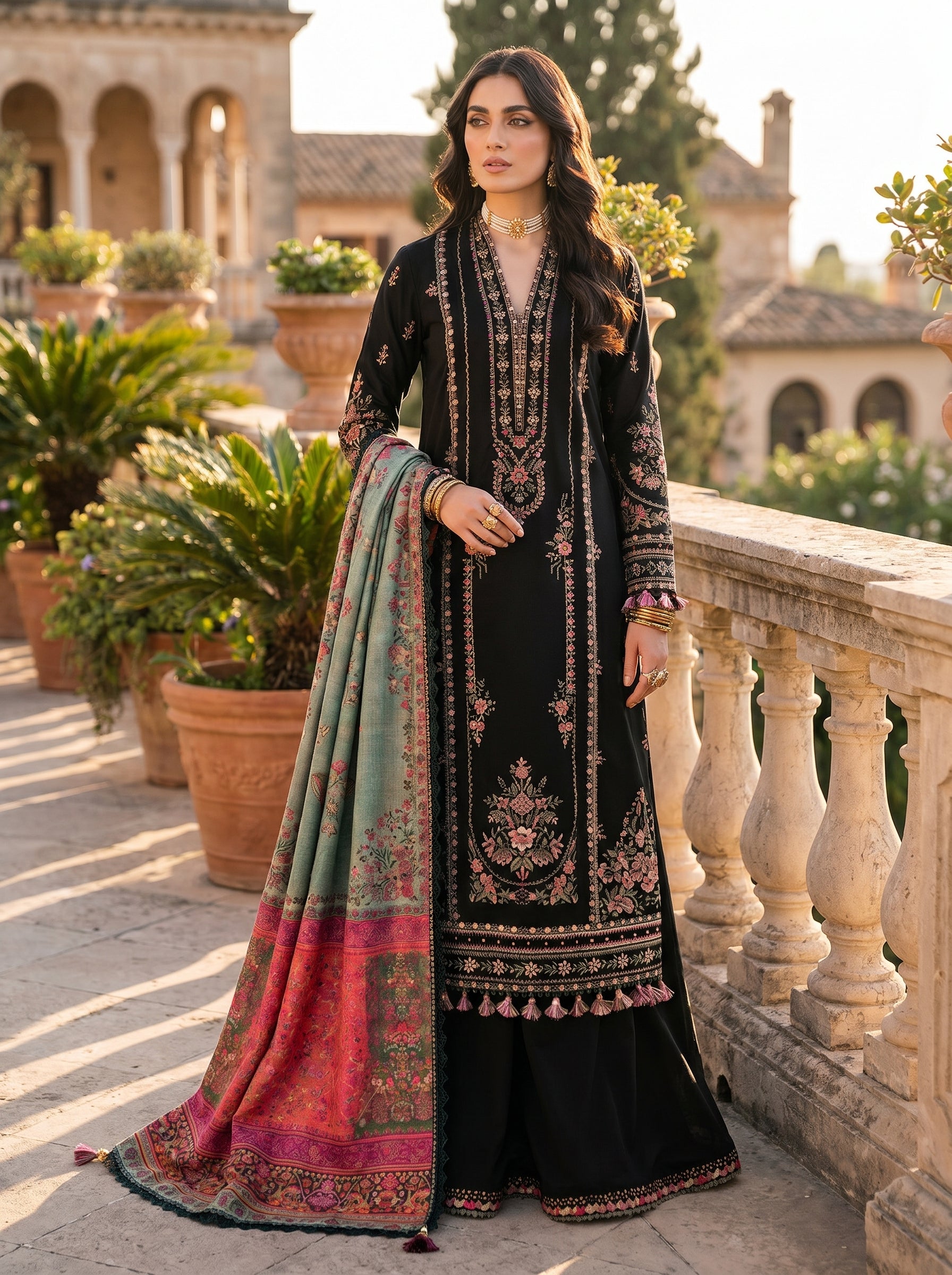 RTS | 3PC Heavy Embroidered Suit with Voile Dupatta