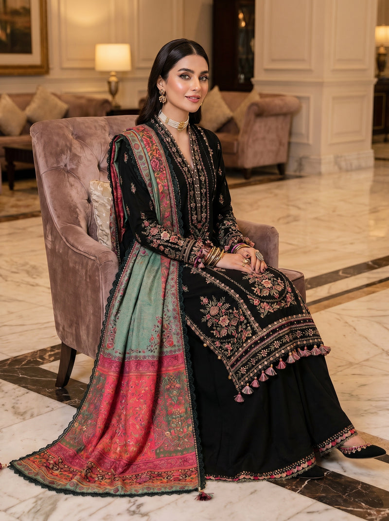 RTS | 3PC Heavy Embroidered Suit with Voile Dupatta